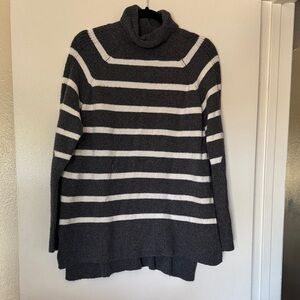 a new day Charcoal and Cream Striped Turtleneck Sweater